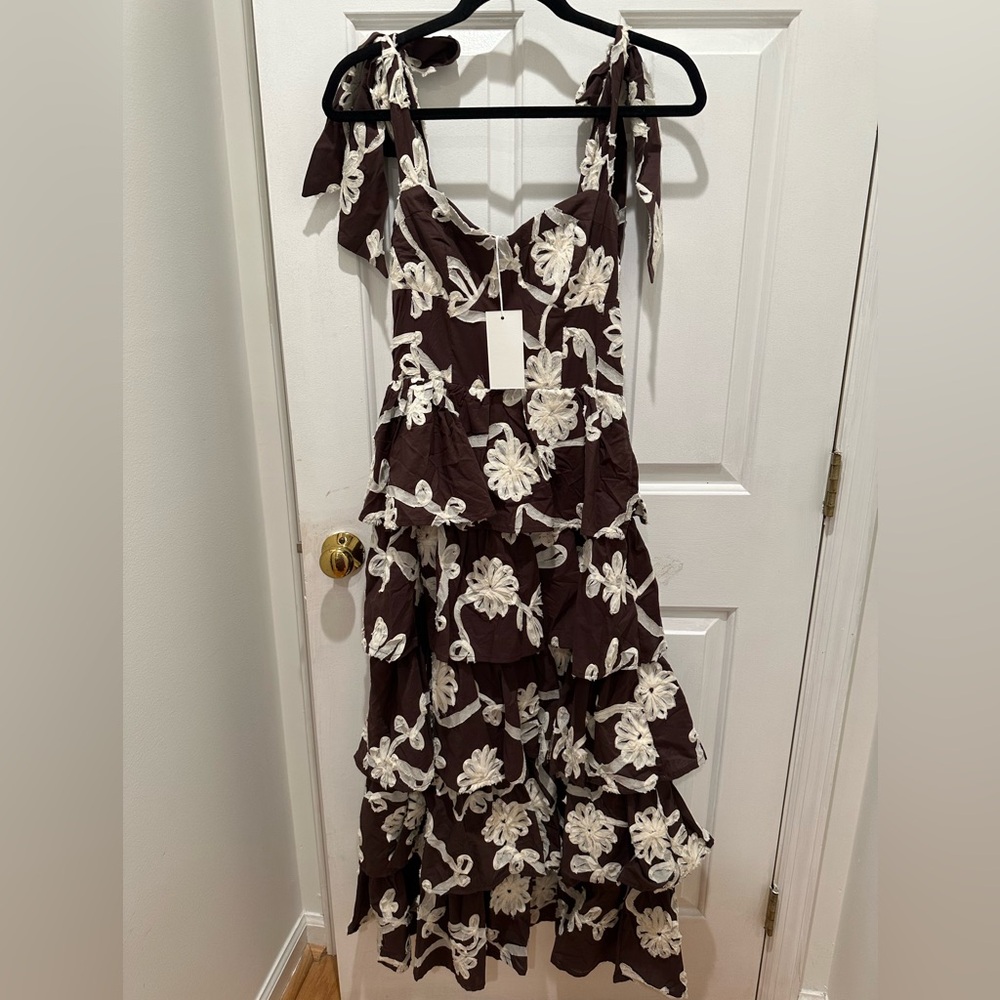 NWT Sophie the Label brown floral appliqué size small
